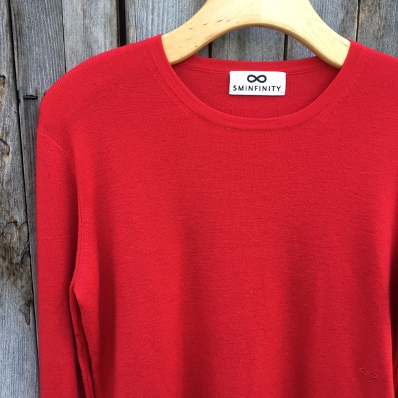 Sminfinity 100% Merino Wool Crewneck Sweater Red L - Picture 2 of 11
